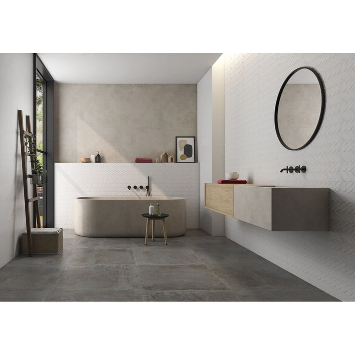Tamiami - Candle 12" x 36" Rectified White Body Ceramic Tile - Blanco Elect Deco Room Scene