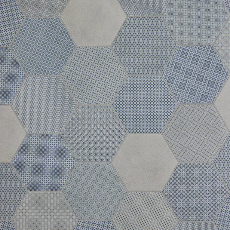 Arizona Tile - Tapestri Series - 8.5&quot; Porcelain Hex Tile - Denim Blend