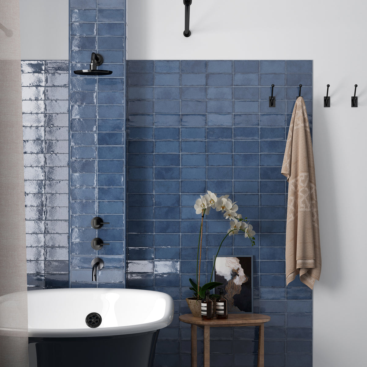 Tesoro - Altea 3 in. x 6 in. Wall Tile - Thistle Blue Installed