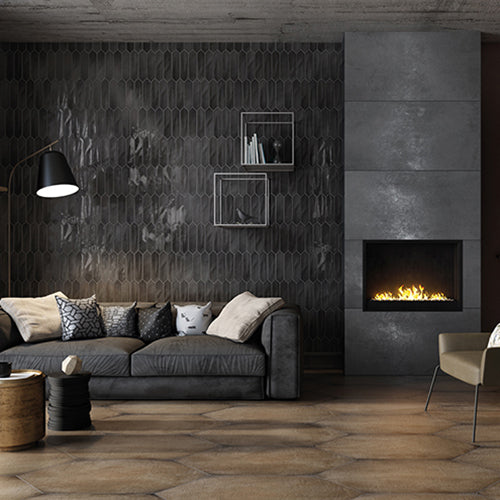 Tesoro Decorative Collecton - Crayons Ceramic Tile - Charcoal Installed