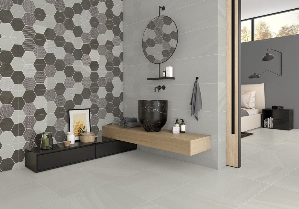Tesoro - Cumbria 14 in. x 36 in. Ceramic Wall Tile - Mix Wall Deco Installed