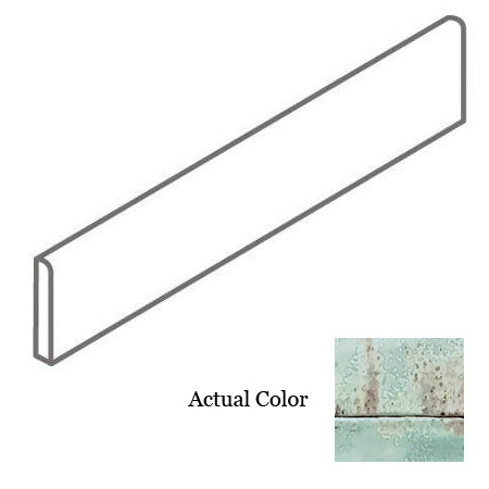Tesoro Decorative Collection - Grunge Ceramic 3 in. x. 12 in. Bullnose Wall Tile - Aqua