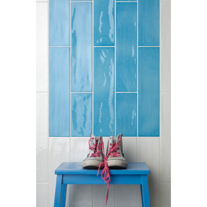 Tesoro - Joyful 4" x 16" Subway Tile - Azure Installed