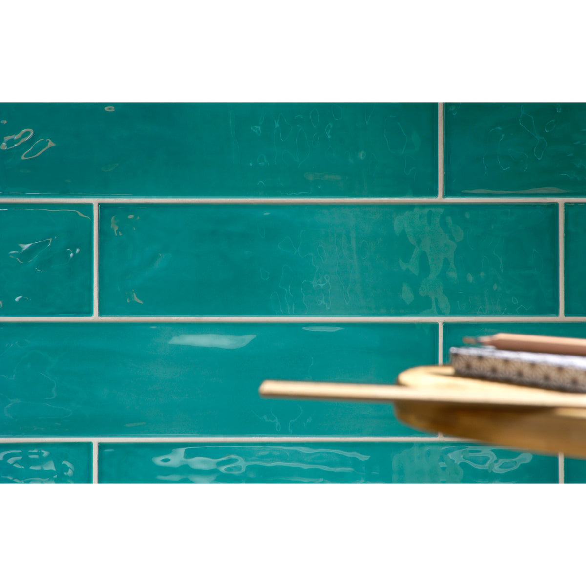 Tesoro - Joyful 4&quot; x 16&quot; Subway Tile - Turquoise Close View