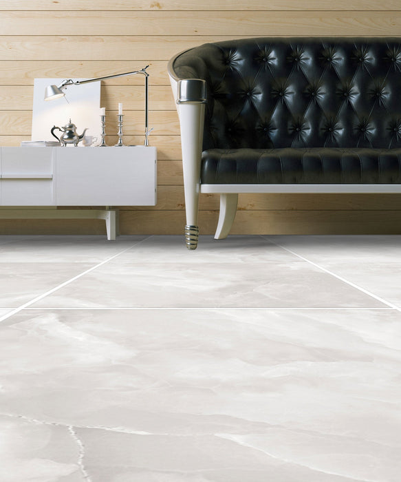 Tesoro - Madras - 24 in. x 48 in. Porcelain Tile - Grigio Polished Installed
