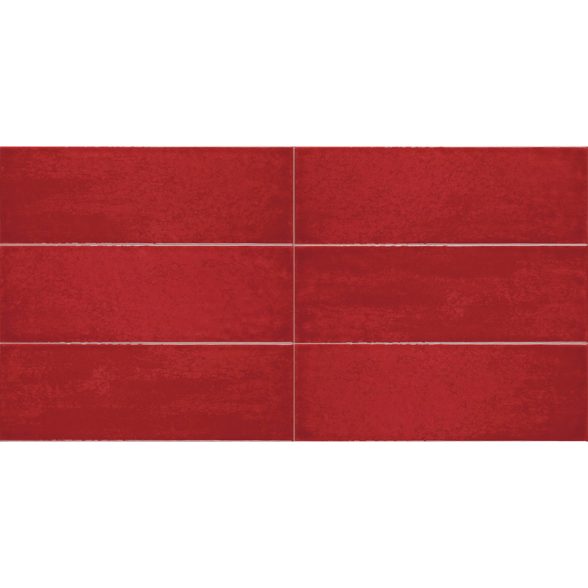 Tesoro - Maiolica 4 in. x 12 in. Ceramic Wall Tile - Rosso Installed
