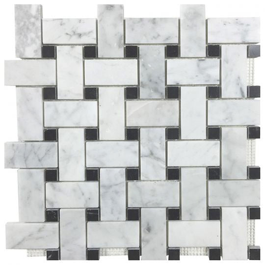 Tesoro Metropolitan Blends - Basketweave White Carrara with Black Dot