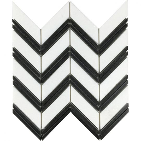 Tesoro Metropolitan Blends - Chevron Thassos with Black Bands