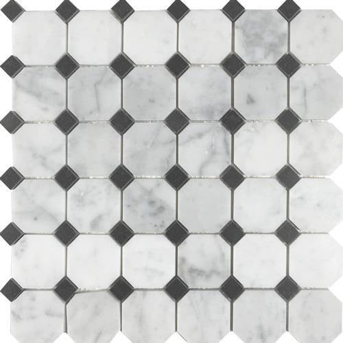 Tesoro Metropolitan Blends - Octagon White Carrara with Black Dot