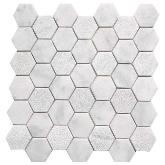 Tesoro Metropolitan Contempo - Carrara Multi Finish 2 in. Hexagon Mosaic