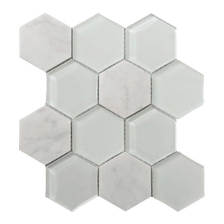 Tesoro Metropolitan Stone and Glass Blends - Carrara Polished Hex
