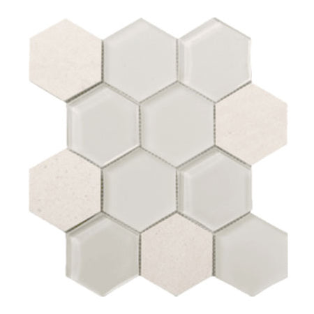 Tesoro Metropolitan Stone and Glass Blends - Chablis Honed Hex