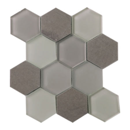 Tesoro Metropolitan Stone and Glass Blends - Mink Honed Hex