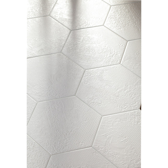 Tesoro - Milano Hex Pressed Porcelain - White Installed