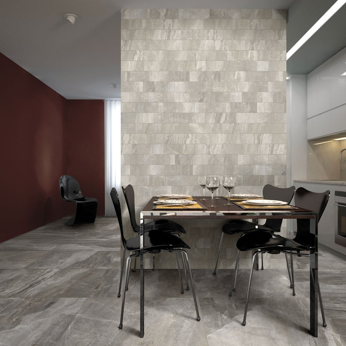 Tesoro - Nuance - 12 in. x 24 in. Porcelain Tile - Grey Room Scene