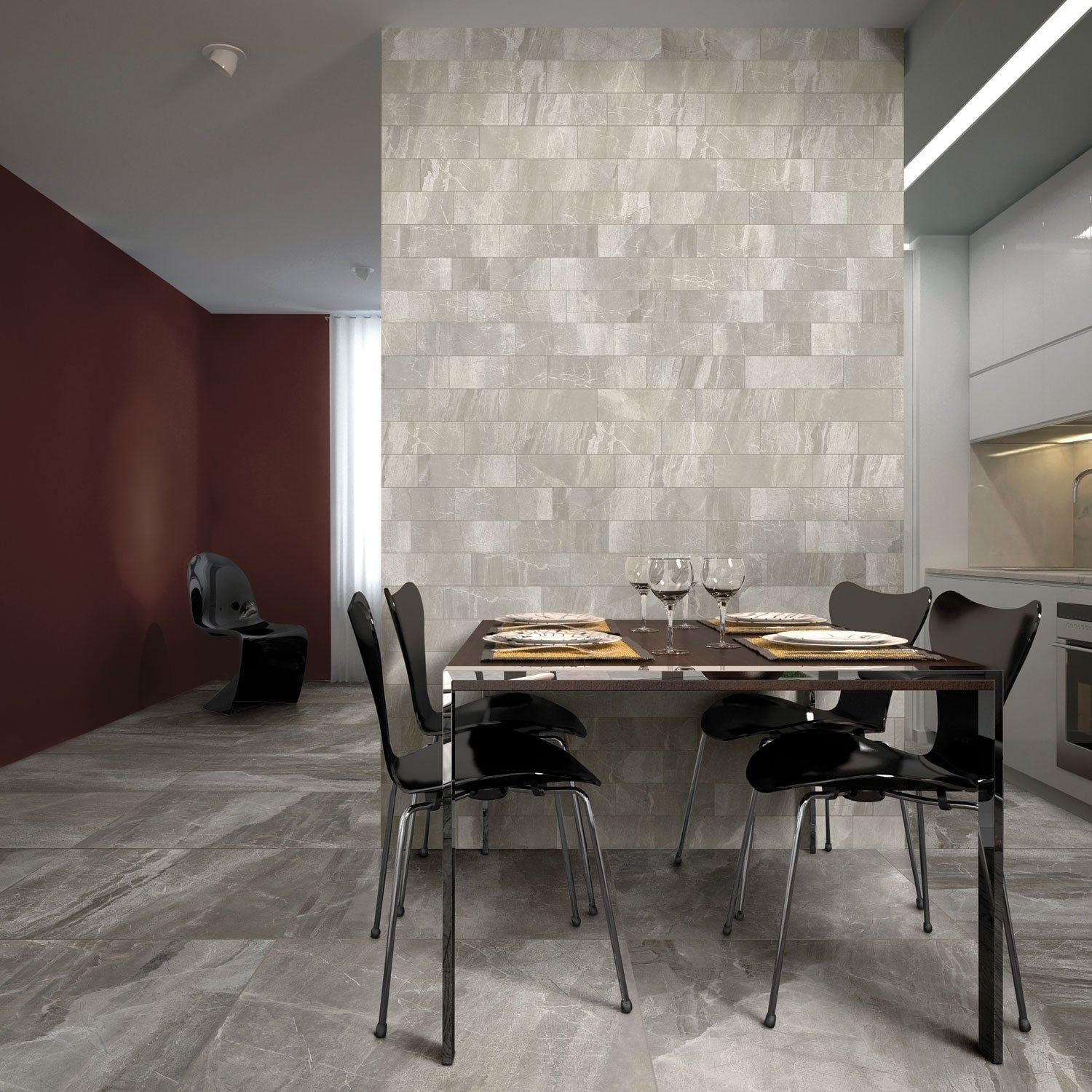 Tesoro - Nuance - 12 in. x 24 in. Porcelain Tile - Grey