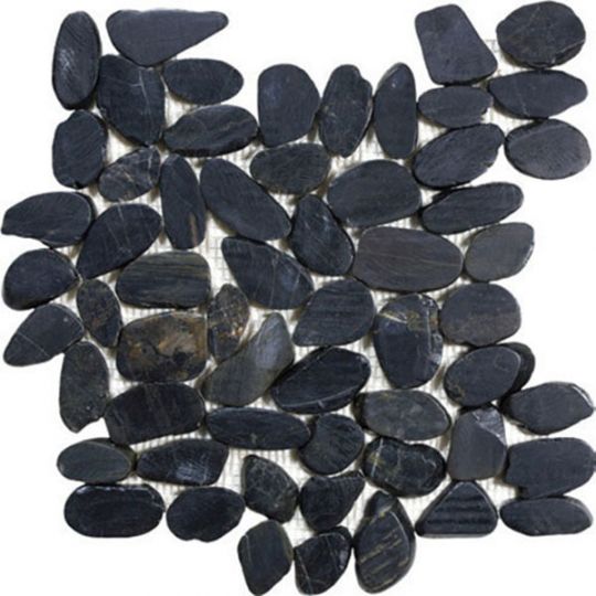 Tesoro Decorative Collection - Ocean Stone Mosaics - Black Sliced