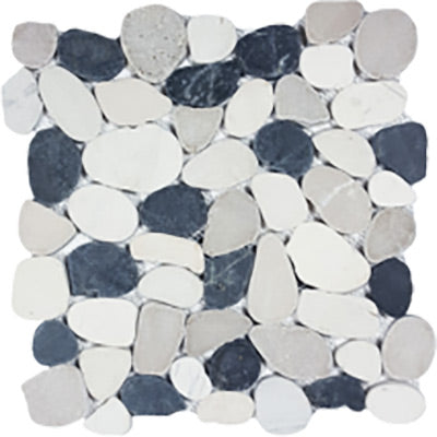 Tesoro Decorative Collection - Ocean Stone Mosaics - Black/White/Tan Sliced