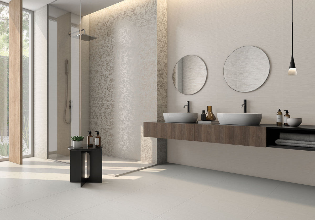 Tesoro - Shui 14 in. x 36 in. Porcelain Tile - White Room Scene