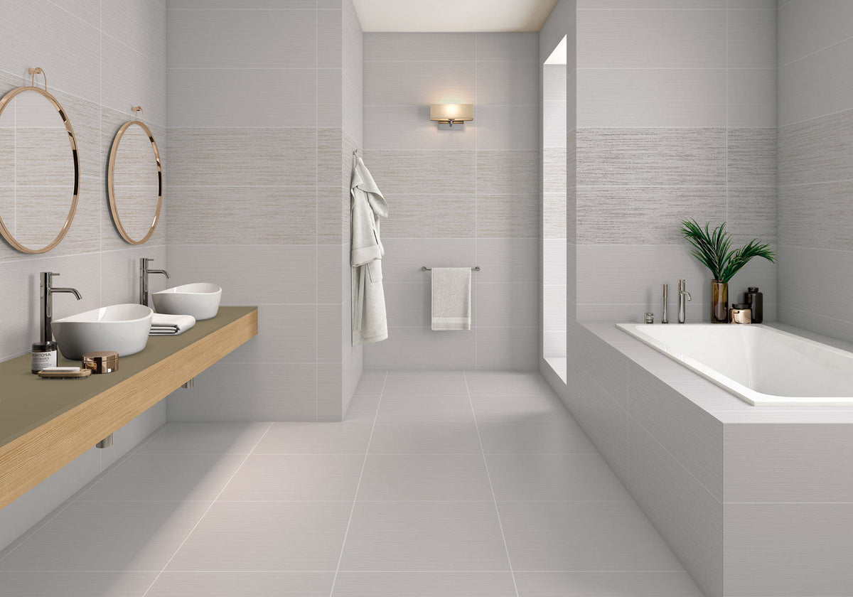 Tesoro - Shui 14 in. x 36 in. Porcelain Tile - White Installed