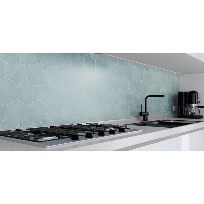 Tesoro - Spring Time Hex Porcelain Tile - Blue Room Scene