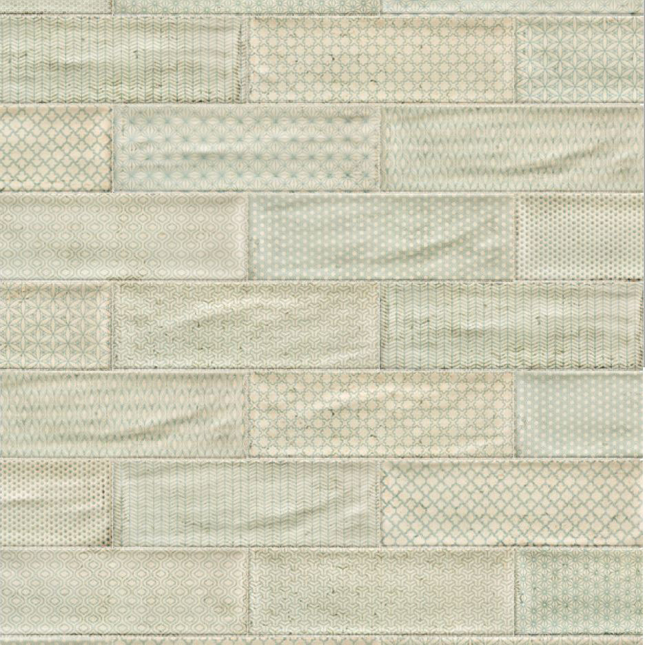 Topcu - Arles Decorative Wall Tile 4 in. x 12 in. - Cream Decor Mix