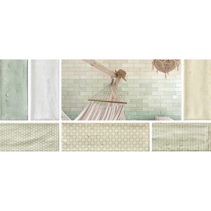 Topcu - Arles Decorative Wall Tile 4 in. x 12 in. - Cream Decor Mix Installed