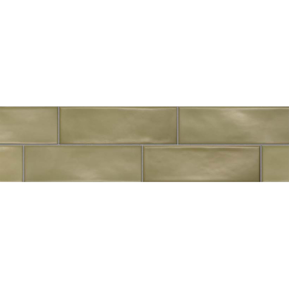 Topcu - Chalky - 2.5 in. x 8 in. Ceramic Wall Tile - Olive Installed