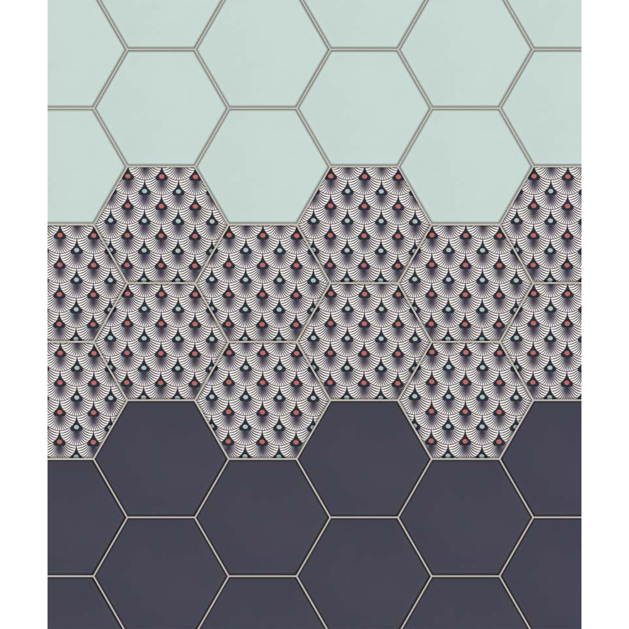 Topcu - Flamingo 6 in. Porcelain Hexagon Tile - Dark Blue