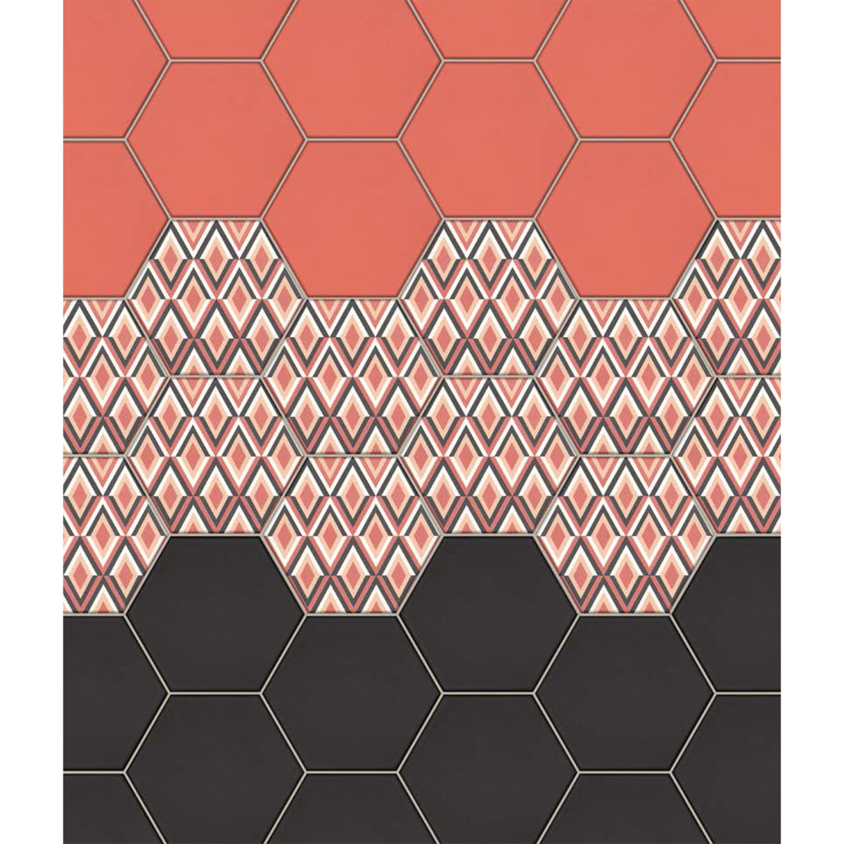 Topcu - Flamingo 6 in. Porcelain Hexagon Tile - Red