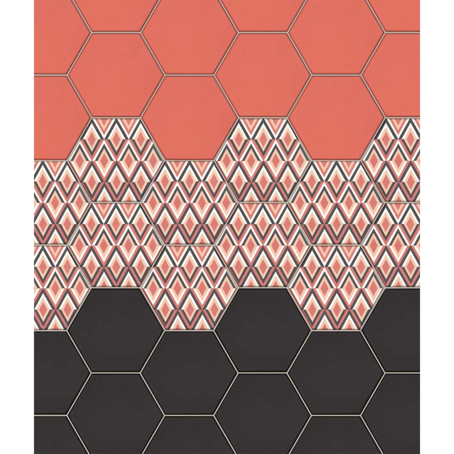 Topcu - Flamingo 6 in. Porcelain Hexagon Tile - Black