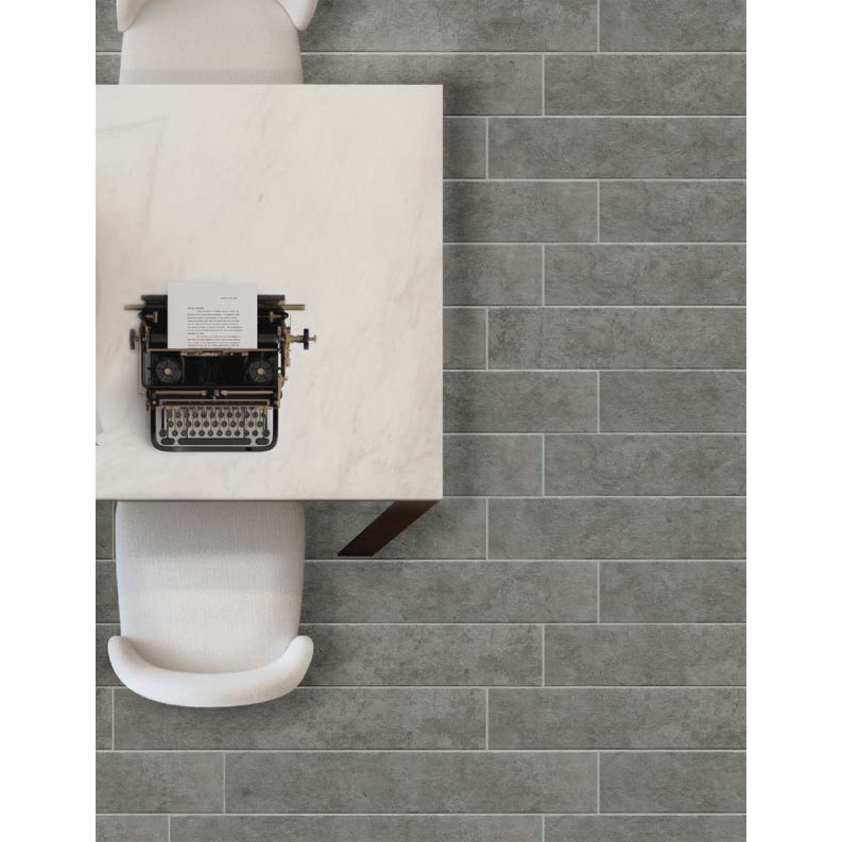 Topcu - Moon Park Stone 6 in. x 36 in. Porcelain Tile - Anthracite Installed