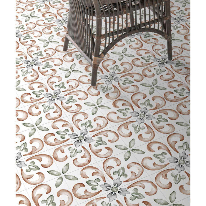 Topcu - Saint Germain 6 in. x 6 in. Glazed Porcelain Tile  - Flore Chaud Room Scene