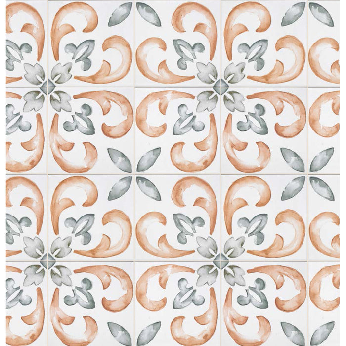 Topcu - Saint Germain 6 in. x 6 in. Glazed Porcelain Tile  - Flore Chaud