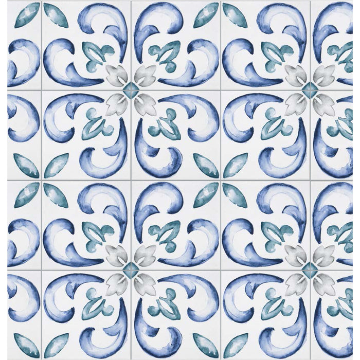 Topcu - Saint Germain 6 in. x 6 in. Glazed Porcelain Tile  - Flore Gele Installed