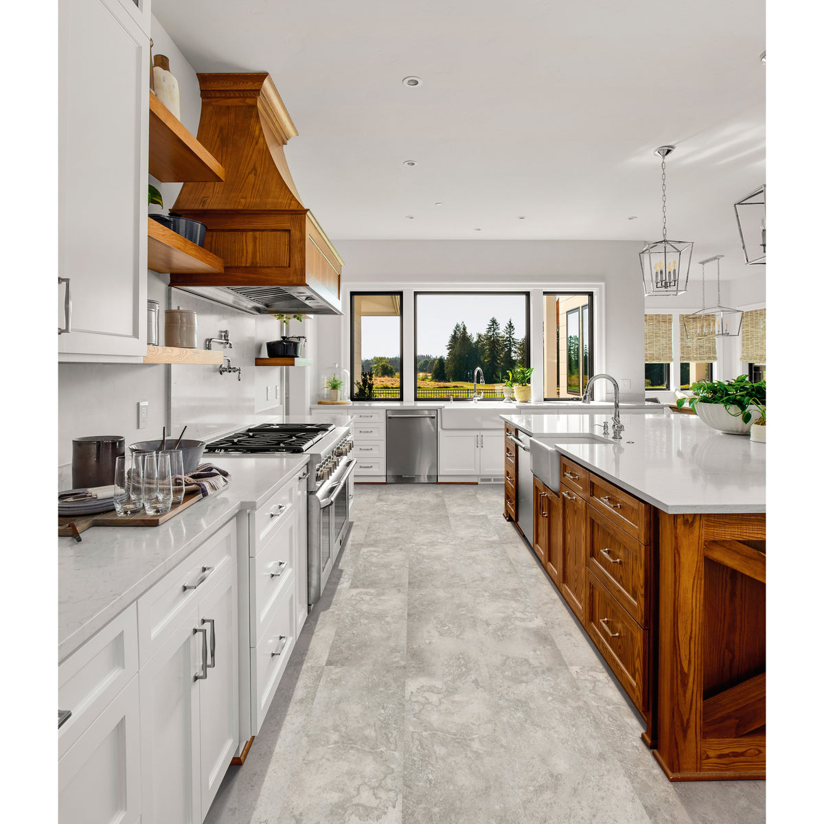TRUCOR by Dixie Home - TRUCOR Tile 16&quot; x 32&quot; - Travertine Storm Installed