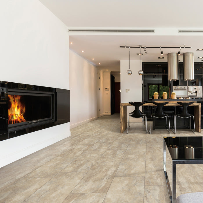  TRUCOR by Dixie Home - TRUCOR Tile 16" x 32" - Travertine Oyster Installed