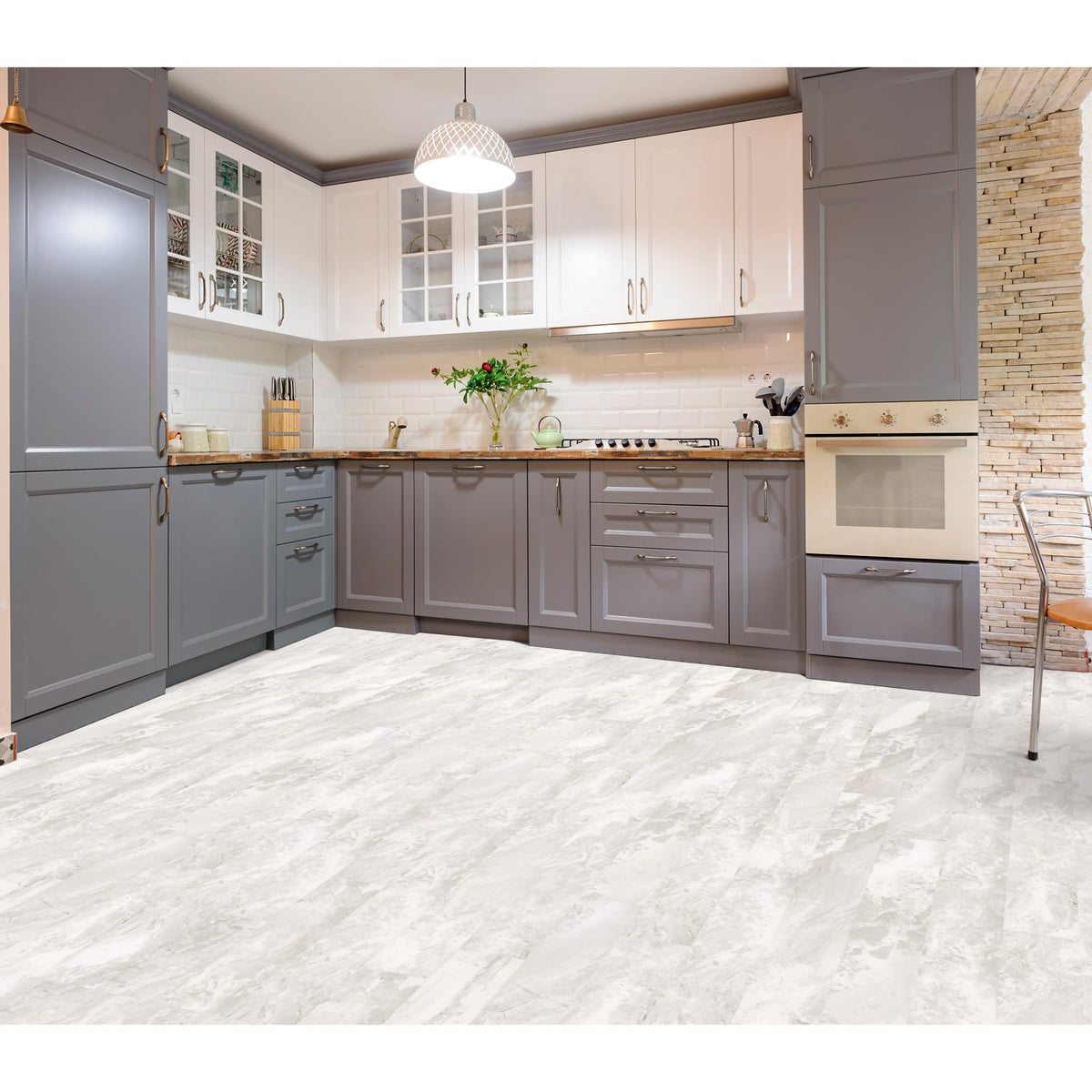 TRUCOR by Dixie Home - TRUCOR Tile 6&quot; x 36&quot; - Marmo White Installed