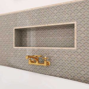 Maniscalco - Venetian Glass Arabesque Mosaic - Cappuccino Installed