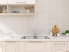 Maniscalco - Venetian Glass Arabesque Mosaic - White Velvet  Kitchen Install