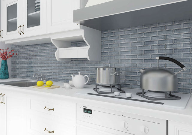 Maniscalco - Venetian Glass Interlock Mosaic - Blue Canal Installed