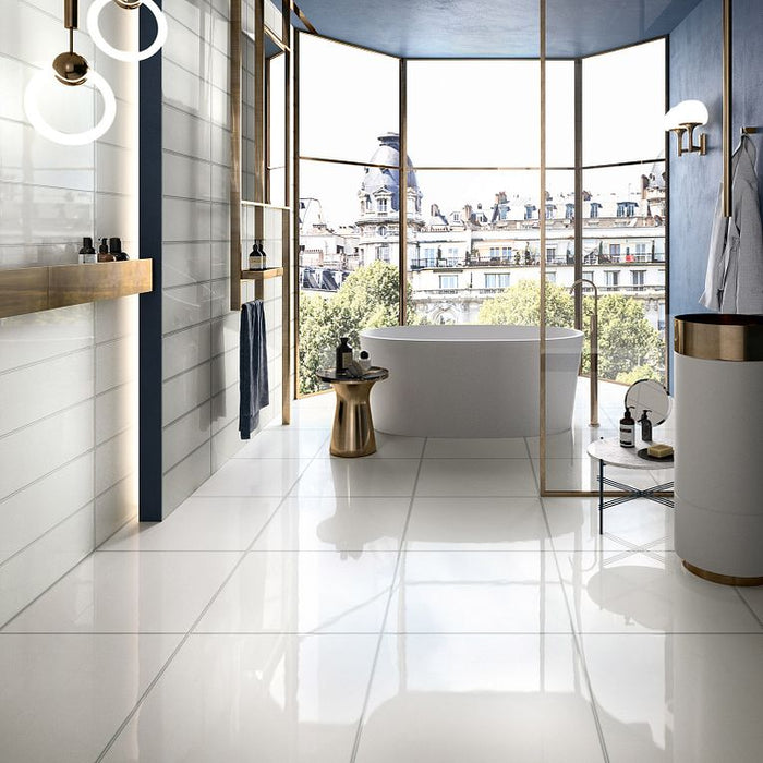 Arizona Tile - Vetri Series - 24" x 24" Rectified Porcelain Tile - Bianco floor installation