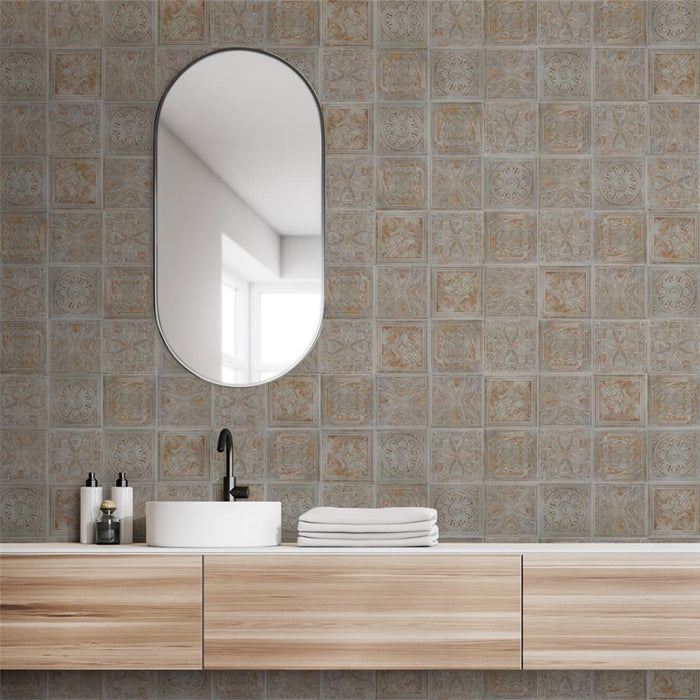 SomerTile - Fitz 8" x 8" Ceramic Wall Tile - Charcoal Wall Install