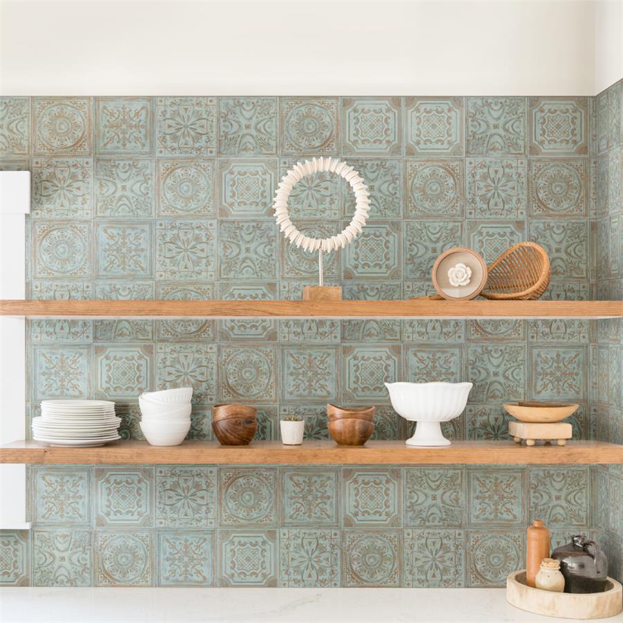 SomerTile - Fitz 8&quot; x 8&quot; Ceramic Wall Tile - Green Room Scene