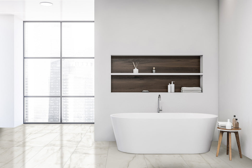 Tesoro - Asha Onice Series - 12" x 24" Polished Rectified Porcelain Tile - Grigio Installed