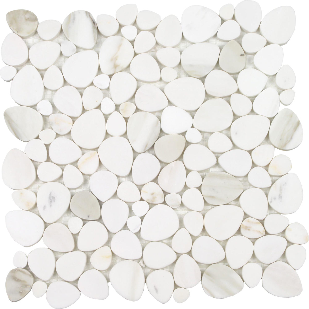 Tesoro - Ocean Stones Collection - Sliced Pebble Mosaic - Calacatta Gold Italian White