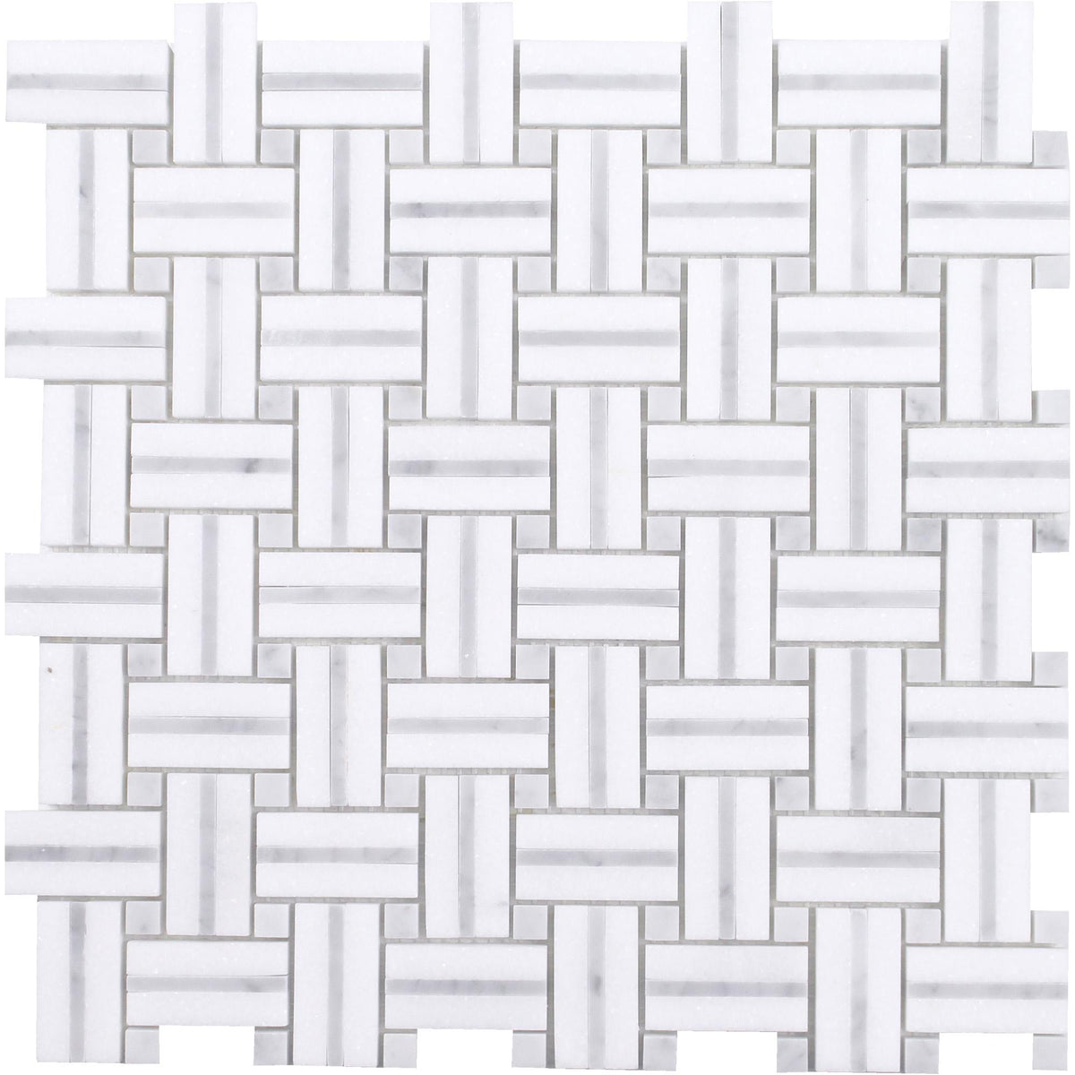 Tesoro - Sliced Basketweave Series - Stone Mosaic - Bianco Carrara Thassos