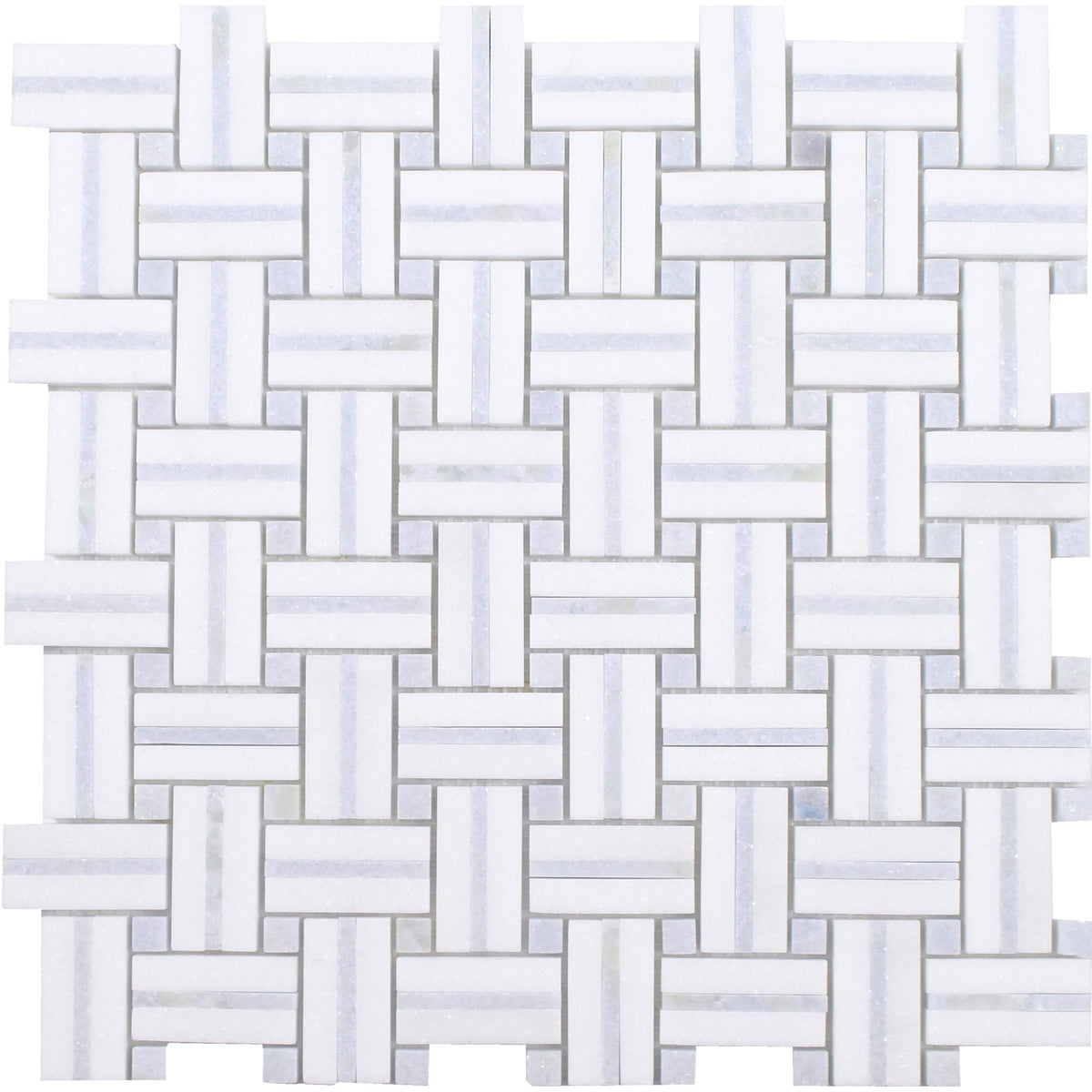 Tesoro - Sliced Basketweave Series - Stone Mosaic - Blu Celeste Thassos White