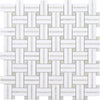 See Tesoro - Sliced Basketweave Series - Stone Mosaic - Ming Green Thassos White