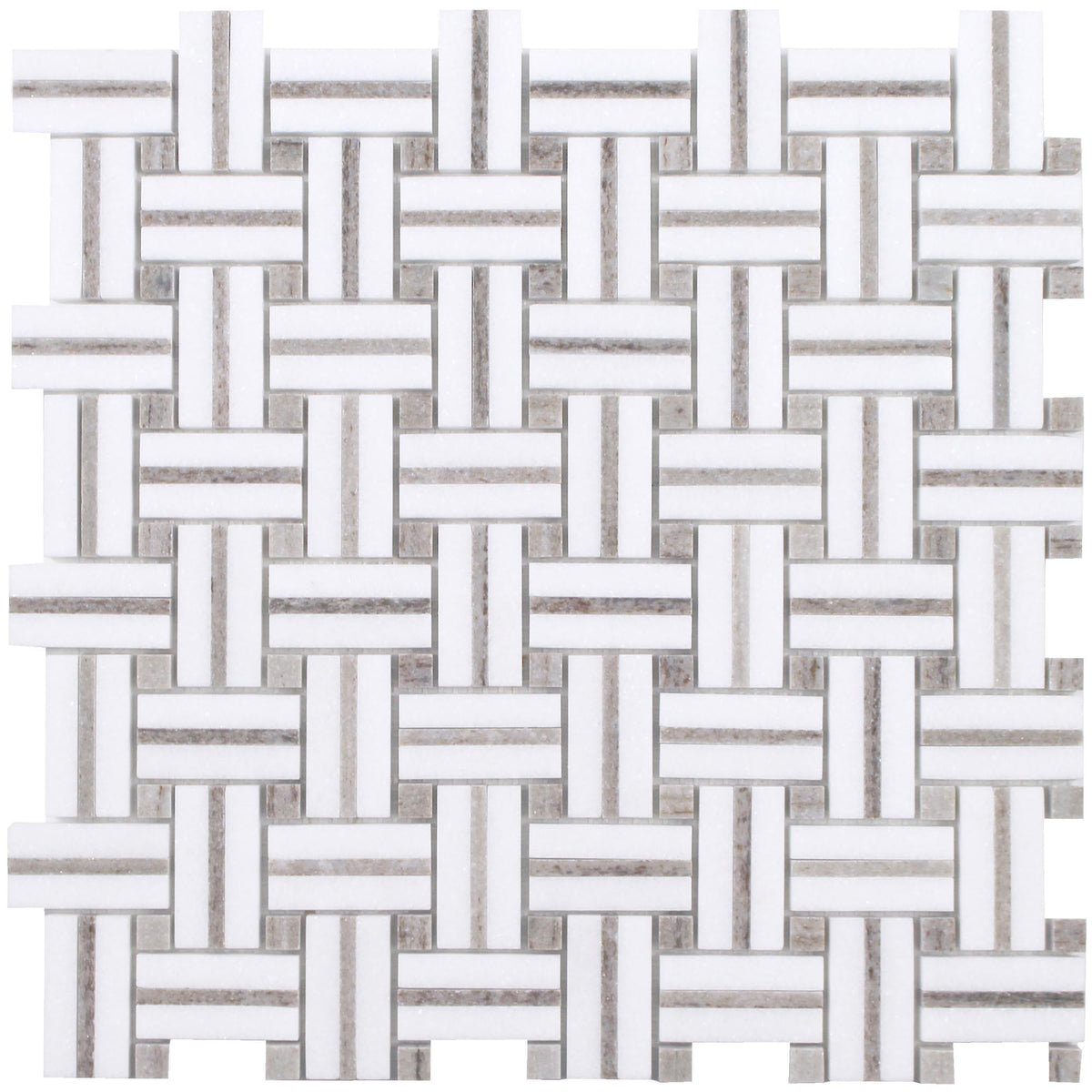 Tesoro - Sliced Basketweave Series - Stone Mosaic - Skyline Thassos White